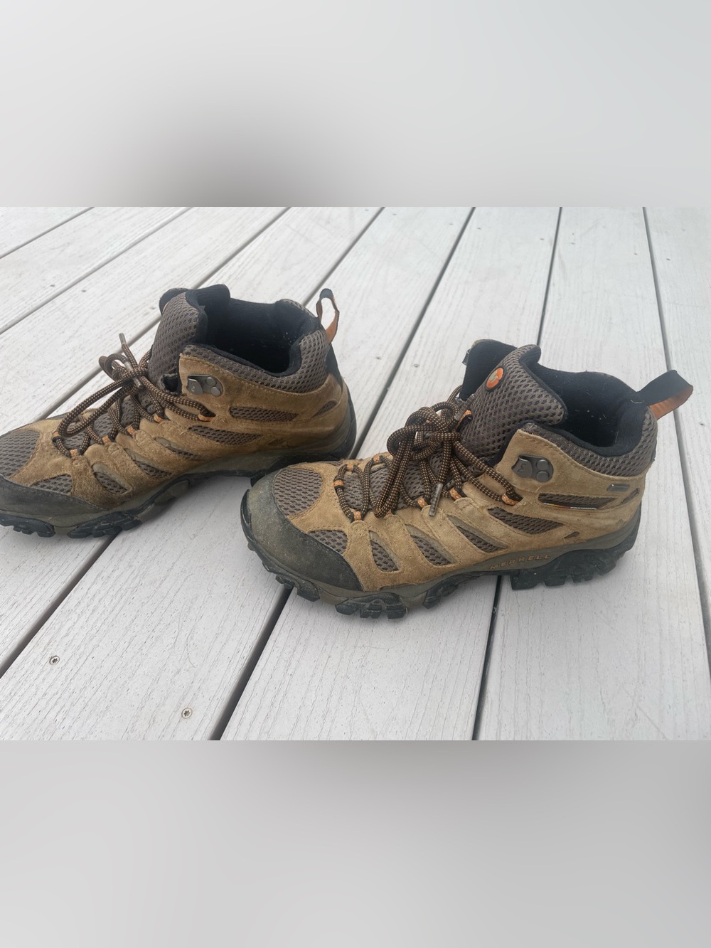 Merrell Tan and Black Men's Trail Mid-Top Hiking Boots